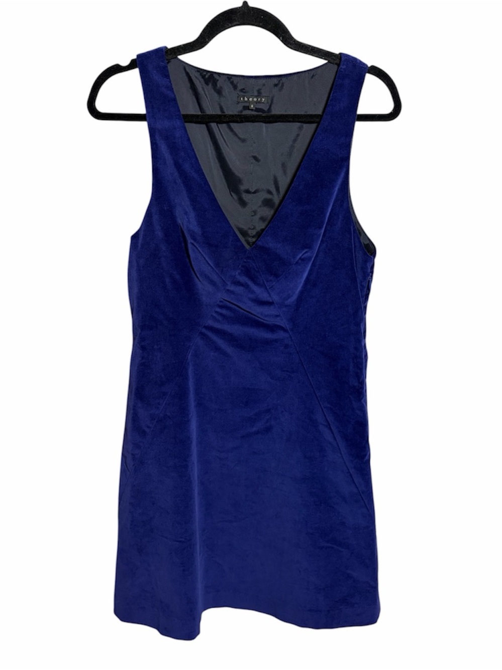 Theory Velour Sleeveless Dress V-Neck Blue Size 6